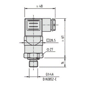Перетворювач тиску WIKA A-10, 0...2.5 бар, G1/4А, 4-20mA, 2-L, 0+80С